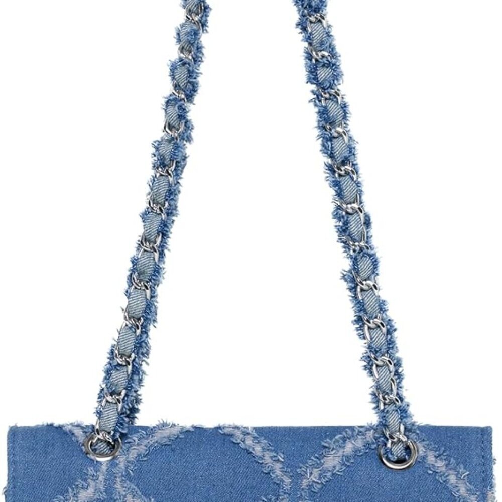Women's Quilted Crossbody Bag - Small Shoulder Purse, Jean Denim Handbag, Perfec